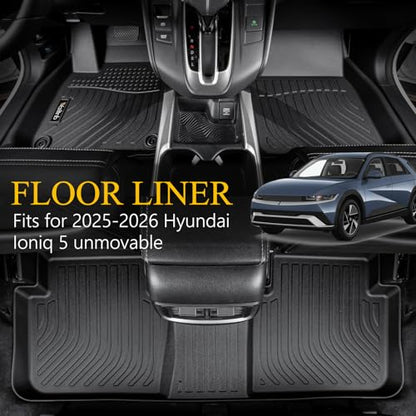 Wailtnb- for Hyundai Ioniq 5 2025-2026 Unmovable Center Console (Fixed Model) Floor Mat Cargo Liner All Weather Floor Liner Car Mat for Ioniq5 Custom Fit Automotive Full Set Accessories - style: 9|For Ioniq5 unmovable|2025-2026|Set