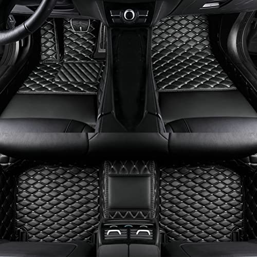 TAHALI Custom Colors Car Floor Mats Black Pink for 99.9% Sedan SUV Sports， All-Weather Liners Car Floor mat，Luxury Leather Automotive Floor Mats (Black White,3D Floor Mats) - color: Black White