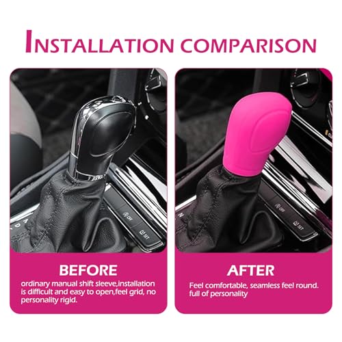 MLY 2 PCS Pink Gear Shift Cover, Flexible Silicone Anti-Slip Shift Knob Cover, Scratch-Proof Protector with Opening Design, Universal Shifter Handle Cover for Car Accessories (Pink)