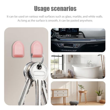 5PCS Car Dashboard Mini Hooks, Car Key Holder, Multifunctional Auto Dashboard Hook, Universal Interior Auto Accessories Self Adhesive Backseat Hanger for Key, Mask, Charging Cable - color: Pink