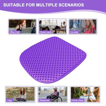 Large Gel Seat Cushion for Long Sitting with Non-Slip Cover, Soft & Breathable, Seat Cushion for Chair, Car, Office, Desk Chair, Wheelchair (18" x 17") - size: 18" x 17"