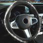 Black Steering Wheel Cover，with Bling Crystal Rhinestone, Delicate and Anti-Slip Sparkly Sedan Steering Wheel Cover ，Adaptable to 14.5-15 inches Steering Wheel, LPFS1