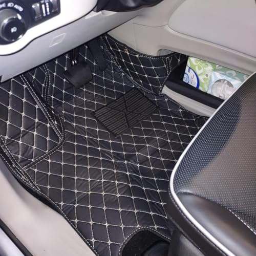 Custom Personalized Floor Mats for Cars, Luxury Full Coverage All Weather Mats, Anti-Slip Set, Customize for 99% of Sedan, Trucks SUV (Black Red Thread) - color: Black Red thread