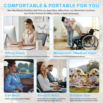 Sondor Travel Seat Cushion- Airplane seat Cushion for Long Flights, Inflatble seat for Office，Chairs,Car and Wheelchair.Portable and Ergonomically Designed Cushion.