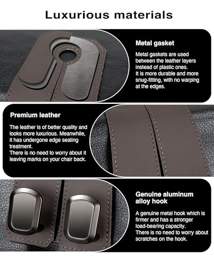 Luxurious Leather Car Purse Holder Hooks - 2PCS Multifunctional Headrest Hangers for Seat Back Storage (Brown) - color: BROWN 2Pack