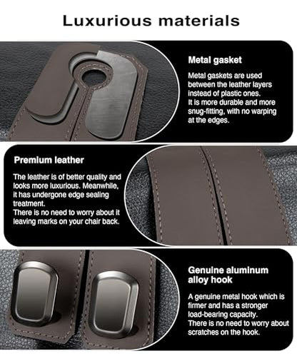 Luxurious Leather Car Purse Holder Hooks - 2PCS Multifunctional Headrest Hangers for Seat Back Storage (Brown) - color: BROWN 2Pack