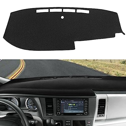 Dash Cover Mat Custom Fit for Toyota Sienna 2015-2020, Dashboard Cover Pad Carpet Protector (Black) F151