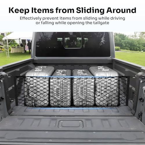 Canvcle Trunk Cargo Net for 2020-2026 Jeep Gladiator Accessories Envelope Style Mesh Trunk Net Organizer and Storage Stretchable Adjustable Elastic Nylon Rear Cargo Netting with Hooks - style: for Jeep Gladiator