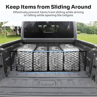 Canvcle Trunk Cargo Net for 2020-2026 Jeep Gladiator Accessories Envelope Style Mesh Trunk Net Organizer and Storage Stretchable Adjustable Elastic Nylon Rear Cargo Netting with Hooks - style: for Jeep Gladiator