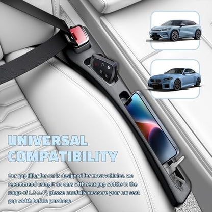2PCS Car Seat Gap Filler Organizer,Upgraded Car Side Seat Gap Fillers with Dual Slot Design,in Between Cars Seats Catcher Cars Accessories for Filling 1.3-1.4 Inch Gaps