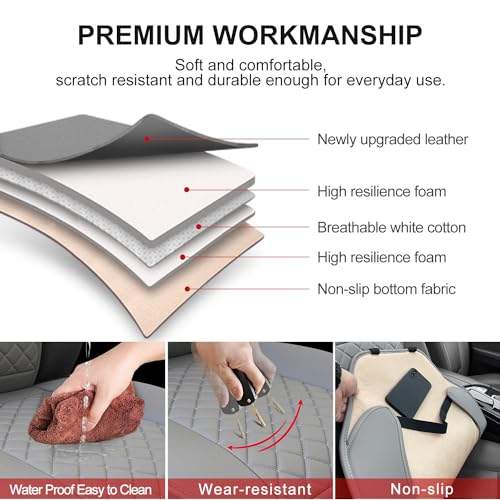 BEITK 2 Pack Leather Front Seat Covers, Universal Sideless Car Seat Protectors, Waterproof Automotive Seat Cover for Most Cars Trucks SUV(Gray) - color: only front pair gray