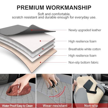 BEITK 2 Pack Leather Front Seat Covers, Universal Sideless Car Seat Protectors, Waterproof Automotive Seat Cover for Most Cars Trucks SUV(Gray) - color: only front pair gray