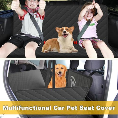 Nanaholy Dog Car Seat Cover for Tesla Model Y & Model 3 Back Seat Cover Waterproof Hammock, 600D Heavy-Duty Scratch-Resistant Non-Slip Pet Seat Protector with Side Flaps & Breathable Mesh Window