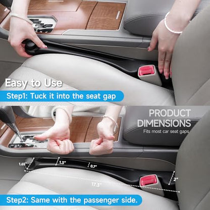 Givifive Car Seat Gap Filler Set of 2, Soft Foam Multifunctional Seat Side Gap Filler with Organizer & Hook Function, 3in1 Gap Stopper Universal Fit Car SUV Truck Fill The Gap Between Seat & Console - color: Black, size: Most Cars – Standard