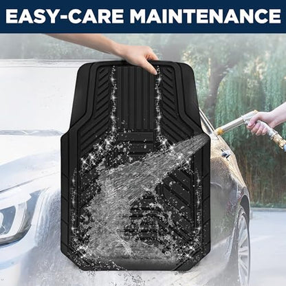 PIC AUTO Car Floor Mats, Black Sparkly Crystal Bling Glitter Car Mats Set, Front and Rear Heavy Duty Rubber Car Mats with Anti-Slip Backing, All Weather, Trim-to-Fit for Automotive SUVs, Sedan, Vans - color: Black Glitter