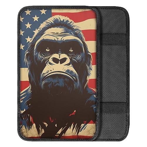 Car Center Console Pad, Universal Waterproof Car Armrest Seat Box Cover, Car Interior Accessories for Most Vehicle SUV Truck Vintage American Flag Gorilla Car Armrest Pad - color: vintage american flag gorilla