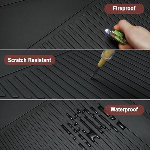 Floor Mats Compatible with 2011-2019 Ford Explorer, Custom Fit All Weather Ford Explorer Car Mats, Latex Heavy Duty Floor Liners Black 3-pc Set, 2012 2013 2014 2015 2016 2017 2018