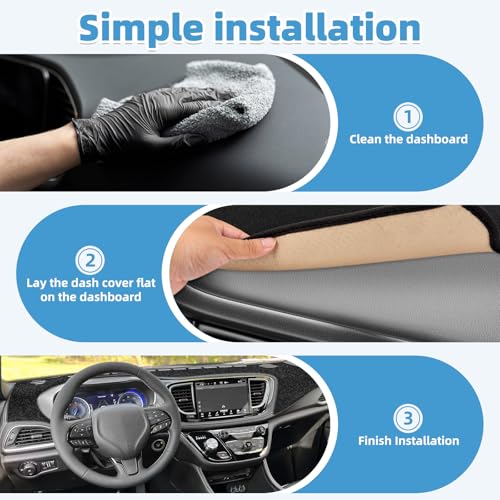 Dash Cover Mat for Chrsyler Pacifica 2017 2018 2019 2020 2021 2022 2023 2024 2025 Accessories Non-Slip Dashboard Cover Mat Sunshade UV Rays Protector Interior Accessories - size: Compatible with Pacifica 2017-2025