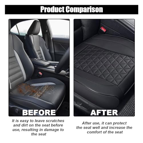 Leather Car Seat Cover, Auto Front Bottom Seat Cover Luxury Car Seat Protector Anti-Slip Waterproof Cushion Cover with Storage Pocket, for Most Cars, Trucks, SUVs (Black) - color: Black