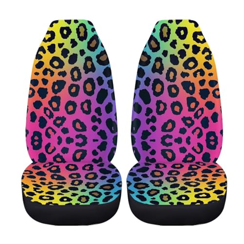 Gradient Leopard Print Car Seat Covers Set of 2 Automobile Front Seat Covers for SUV Trucks Chairs Vans Auto - color: Gradient Leopard