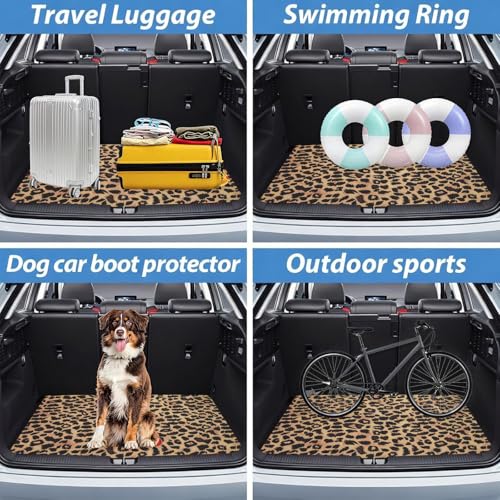 Automotive Floor Mats 5 Pcs, Universal Car Floor Mats, Leopard Print Cargo Liner, Car Accessory for SUVs/Sedan/Wagons, Durable Protective Mat, Trunk Liner for Families/Travel Enthusiasts - style: Bundle 4