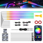 Dreamcolor Acrylic Interior Car LED Strip Light with Wireless APP, Dual Zone RGB 18 in 1 with 175 inches 593 LEDs Fiber Optic Neon Strip Lights for Car, Music Sync Neon Car Ambient Lighting Kits