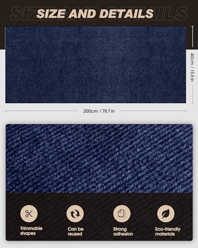 VIVOYAN 78.7"x15.8" Cat Scratch Mat,Trimmable Self-Adhesive Carpet,DIY Climb Cat Scratcher for Cat Couch Furniture or Wall Protector,Covering Cat Tower,and Replacement Pads (Dark Blue) - color: Dark Blue