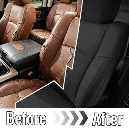 Heavy-Duty High-Density Composite Fabric Seat Covers for Dodge Ram 1500 (2009-2018) & 2500 (2010-2018), Waterproof & Foam Padded Full Set Front and Rear, Easy to Install & Clean - Black - size: Front&Rear