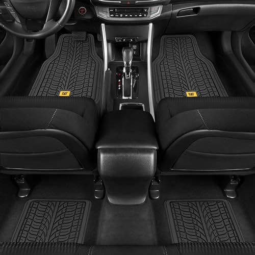 Cat® ToughTread™ Front & Rear Full Set of Floor Mats for Cars - All-Weather Heavy-Duty Trimmable Universal Fit Rubber Mat Truck & Car Accessories - Automotive Floor Mats for SUVs Car Interior - style: ToughTread Tire