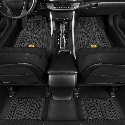 Cat® ToughTread™ Front & Rear Full Set of Floor Mats for Cars - All-Weather Heavy-Duty Trimmable Universal Fit Rubber Mat Truck & Car Accessories - Automotive Floor Mats for SUVs Car Interior - style: ToughTread Tire