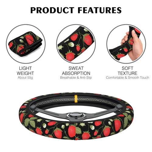 White Polka Dots Steering Wheel Covers Universal 15 Inch Car Wheel Cover,Anti-Slip Breathable Car Accessories Protector Fit for Trucks,Sedans,SUVs,Vans - color: White Polka Dots
