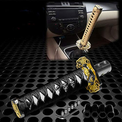 JDMBESTBOY Samurai Sword Black White Shift Knob Shifter Alloy Katana Adapter Universal 10cm - color: Black White, size: 10cm