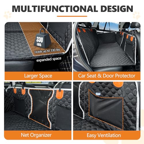 Back Seat Extender,Dog Car Seat Cover,Waterproof Pet Hammock Travel Bed,Durable Camping Air Mattress,Non Inflatable Car Bed Mattress Easy Clean for Car SUV Truck (Black) - color: Black