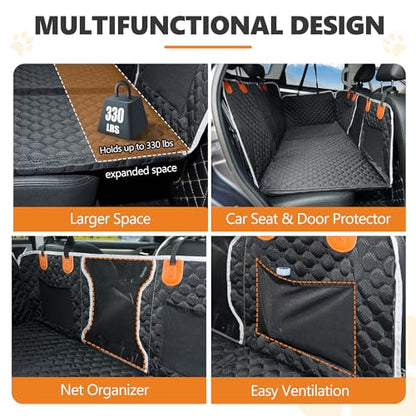 Back Seat Extender,Dog Car Seat Cover,Waterproof Pet Hammock Travel Bed,Durable Camping Air Mattress,Non Inflatable Car Bed Mattress Easy Clean for Car SUV Truck (Black) - color: Black