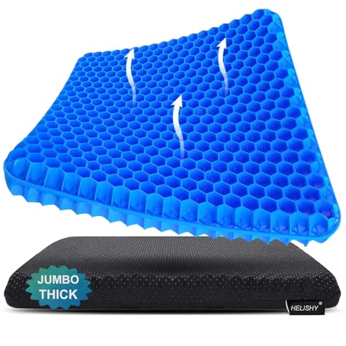 Gel Seat Cushion, Jumbo&Thick Gel Cushion with Non-Slip Cover for Home Office Car Seat Wheelchair, Soft Breathable Honeycomb Chair Pads for Relieve Hip Pain, Blue 20x20x1.9inch - color: Blue, size: 20 x 20 x 1.9 inch