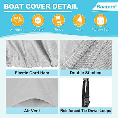 Waterproof Center Console Boat Cover 20-22ft, Heavy Duty 1300D Marine Grade Polyester Canvas 20’21 ft 22 Foot Boat Center Console Covers, Gray - color: Gray, size: 20'-22' Long (Beam Width up to 106")