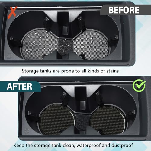 2PCS Car Cup Holder Coaster, Car Cup Insert Coaster, Carbon Fiber Non-Slip Vehicle Insert Bottle Pad, Auto Accessories 2.75 Inch Anti Slip Shockproof Embedded Drink Mat for Most Vehicles