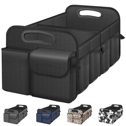 Car Trunk Organizer with Large Capacity Waterproof Car Accessories for Women & Men, Collapsible Trunk Organizer for Suv/Jeep/Sedan,Tools (Black, Standard)