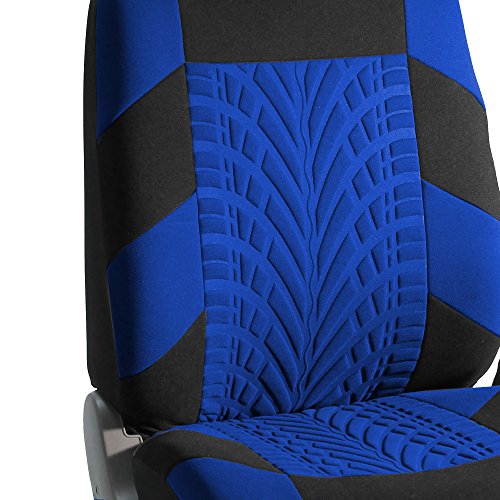 FH Group Travel Master Car Seat Covers Full Set with Carpet Floor Mats – Universal Fit for Cars Trucks and SUVs (Blue/Black)