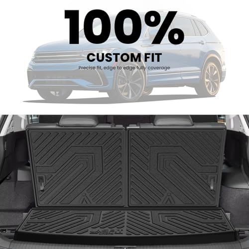 LASFIT Cargo Mat & Seatback Mat for Volkswagen Tiguan 2018-2024(Fit 7 Seats), Custom Fit All-Weather TPE Rubber Backrest & Trunk Mats for VW Tiguan Accessories, Waterproof, Easy to Clean, Black - size: 2)2018-2024|For VW Tiguan|Backrest & Cargo
