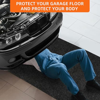 Garage Mats for Floor, 17 x 7.4 Ft Garage Floor Mats for Under Car, Oil Spill Mat, Absorb Oil Quickly, Garage Carpet, Reusable, Washable, Protects Floor, 3MM-PE