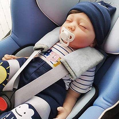 Car Seat Strap Covers for Baby Kids, Seat Belt Covers Strap Pads Cushion for boy Girl, Protect Neck and Shoulder rubbing, Anti-Slip Design, Universal for Stroller/Carrier/Pushchair Grey - color: Solid Grey
