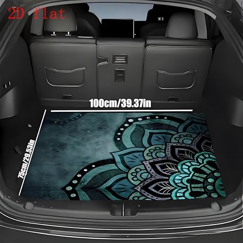 Universal Car Trunk Mat, All Weather Trunk Protection Cargo Liner, Stylish Vehicle Interior Accessories, Durable Cargo Mat Rear Trunk Line Suitable for Most Car (Blue-Green Mandala, 29" x 39") - color: Blue-Green Mandala