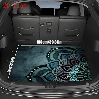 Universal Car Trunk Mat, All Weather Trunk Protection Cargo Liner, Stylish Vehicle Interior Accessories, Durable Cargo Mat Rear Trunk Line Suitable for Most Car (Blue-Green Mandala, 29" x 39") - color: Blue-Green Mandala