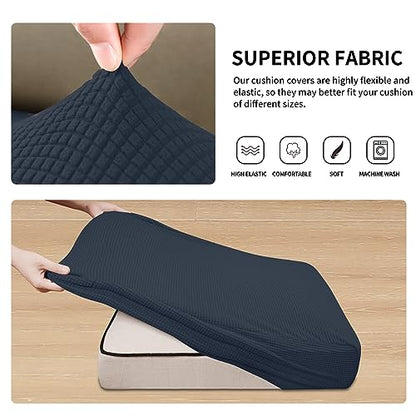 Easy-Going Stretch Individual Loveseat Couch Cushion Cover Sofa Cushion Furniture Protector Sofa slipcover Soft Flexibility with Elastic Bottom (2-piece Loveseat Cushion Cover, Dark Blue) - color: Dark Blue, size: 2-piece