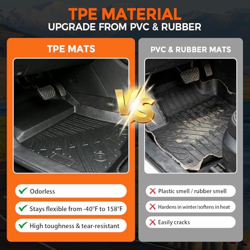 Floor Mats for Ford F-150 F150 SuperCrew/Crew Cab with 1st Row Bucket Seats 2010-2014 (Not for SuperCab or Regular Cab), Heavy Duty TPE All Weather Protection Waterproof Non-Slip (Two-Row Floor Mats) - style: 06) For Ford F-150 F150 SuperCrew/Crew Cab | 2