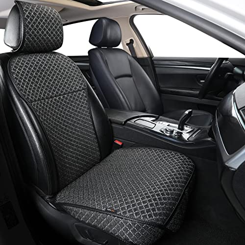 Breathable Car Seat Cover,Luxury Front Seat Cover,Durable and Non Slip,Polyester Silk Material, Universal Car Seat Cushion,Suitable for All Seasons,Airbag Compatible (Black，1PC) - color: Black-Front-1pc