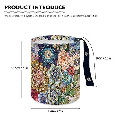 Boho Flowers Car Trash Can Waterproof Auto Vehicle Garbage Organizer Bag Hanging Car Waste Basket Holder for Front Seat Back, Seat, Floor, Headrest - color: Boho Flowers