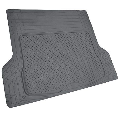 BDK Cat® CAMT-9014 (4-Piece) Large Deep Dish Rubber Car Floor Mats with Trunk Cargo Liner, Universal Trim to Fit Front & Rear Combo Set for Car Sedan SUV Van, Heavy Duty All Weather - color: Gray