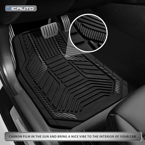 PIC AUTO Heavy Duty Rubber Floor Mats, Black Aluminum Film Car Mats Set, Front and Rear Car Mats with Anti-Slip Backing, All Weather Protection, Trim-to-Fit for Automotive SUV, Sedan, Van - color: Black